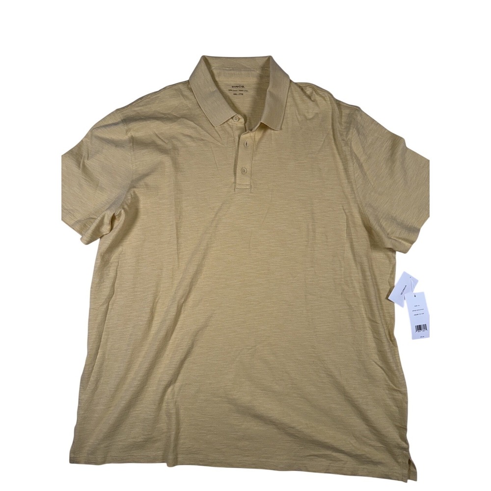 NWT Vince Mens Muted Yellow Cotton Slub Jersey Short Sleeve Polo Shirt XXL 2XL